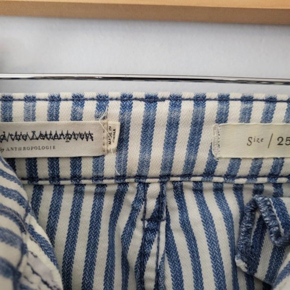 EUC Pilcro and the Letterpress Railroad White Blue Stripe Straight Jeans Size 25 - Picture 9 of 11